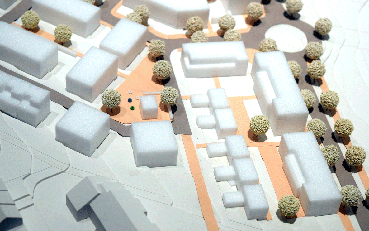 Südliches Quartier mit Quartiersplatz, Blickrichtung Norden