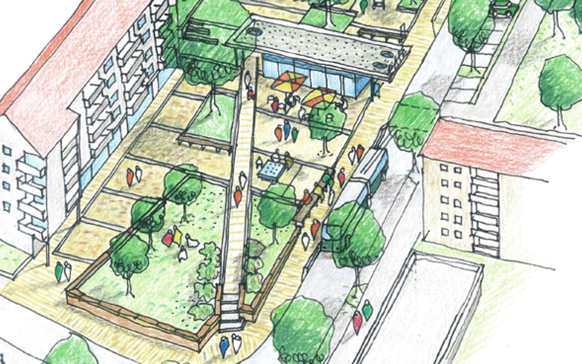 Cafe Zollernplatz Esslingen, Skizze Aussenbereich