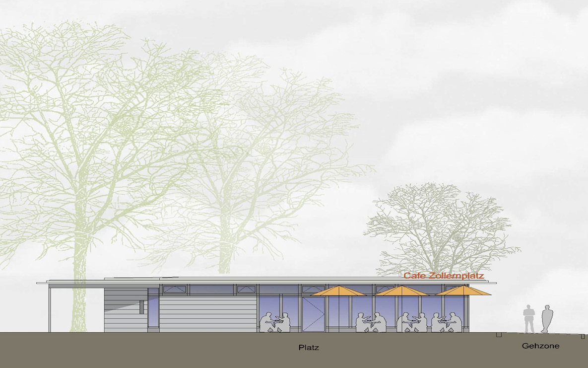 Cafe Zollernplatz Esslingen, Skizze Ansicht