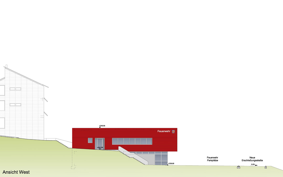 Feuerwehrgerätehaus Fischerbach, Ansicht West
