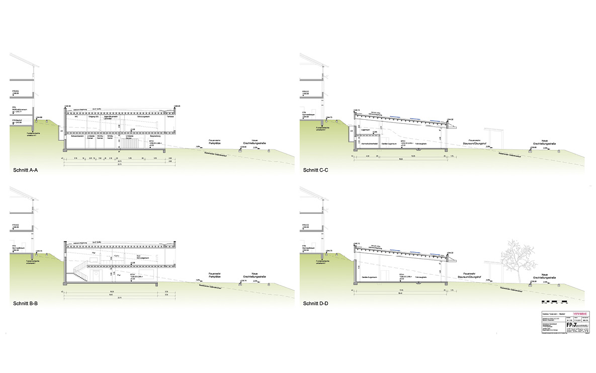 Feuerwehrgerätehaus Fischerbach, Schnitte