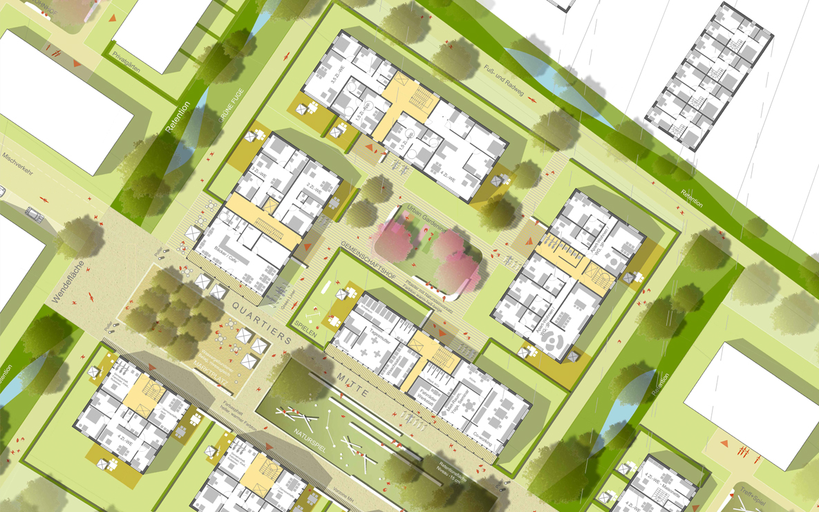 Erdgeschoss - Schemagrundrisse und Freianlagen, o. M.
