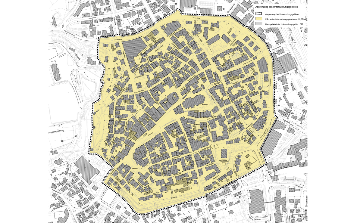 Plan des Abgrenzungsgebietes für die Gestaltungssatzung in Biberach