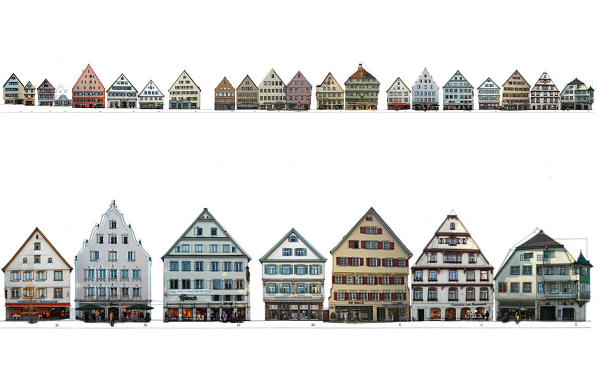 Fassadenabwicklung des Marktplatzes in Biberach