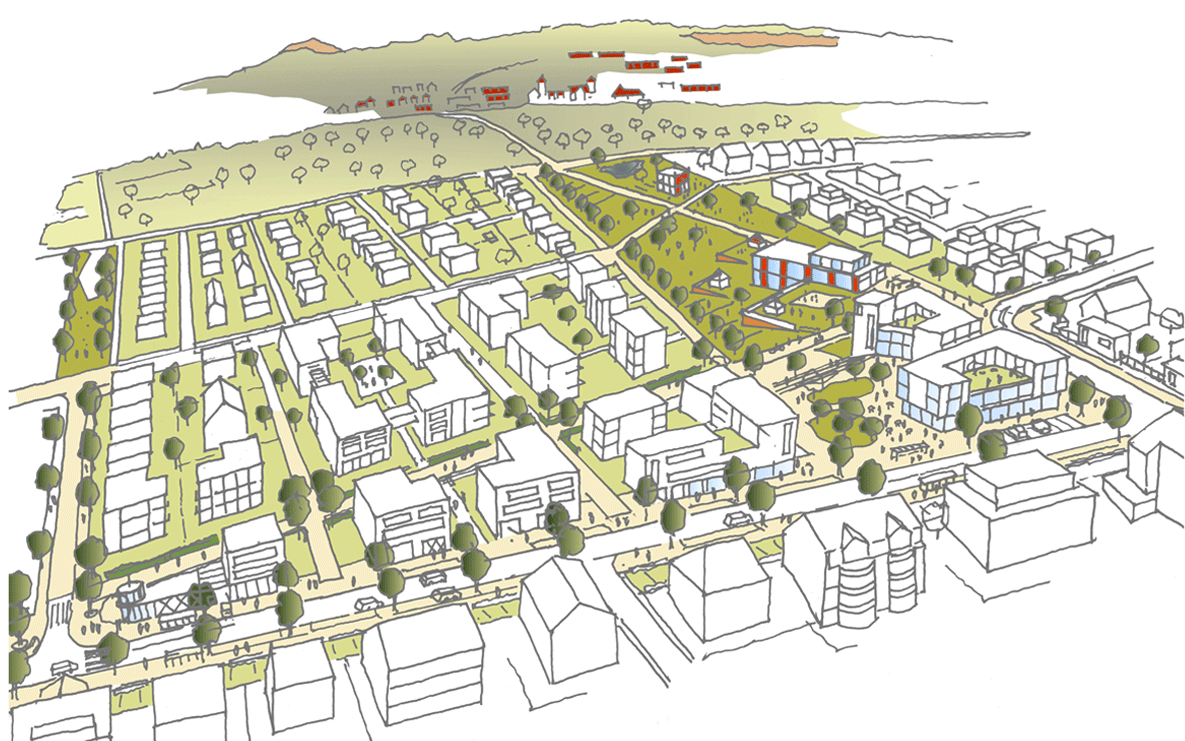 Räumliche Skizze Blickrichtung Norden