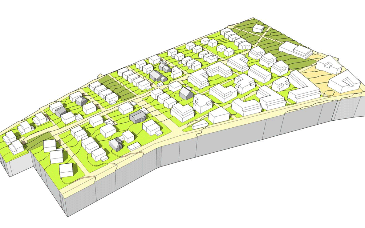 Dreidimensionale Darstellung, Blickrichtung Norden