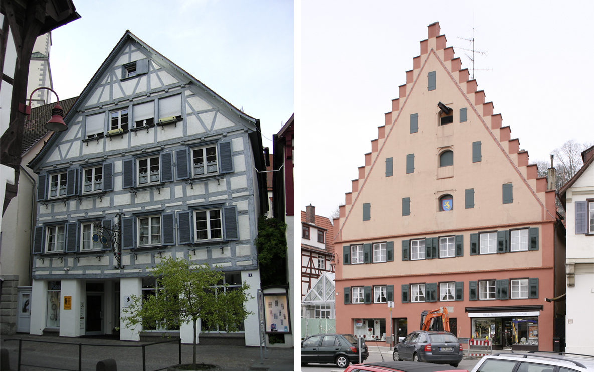 Sichtfachwerk Waaghausstraße 3, Mauerwerksbau Marktplatz 40