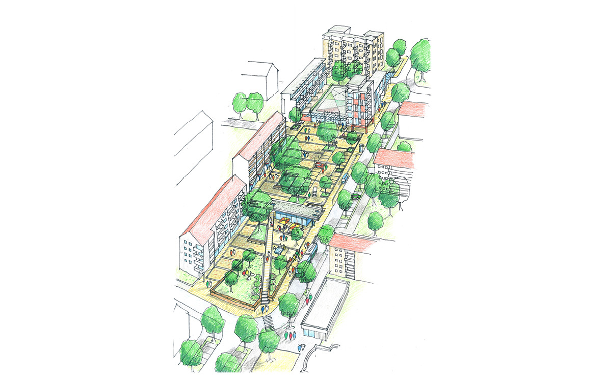Zollernplatz Esslingen, perspektivische Skizze