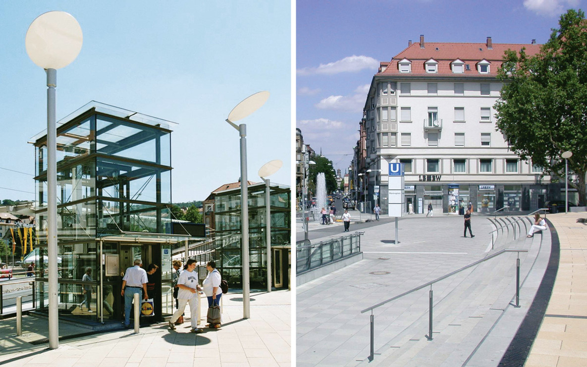 Marienplatz Stuttgart, Aufzug & Treppe