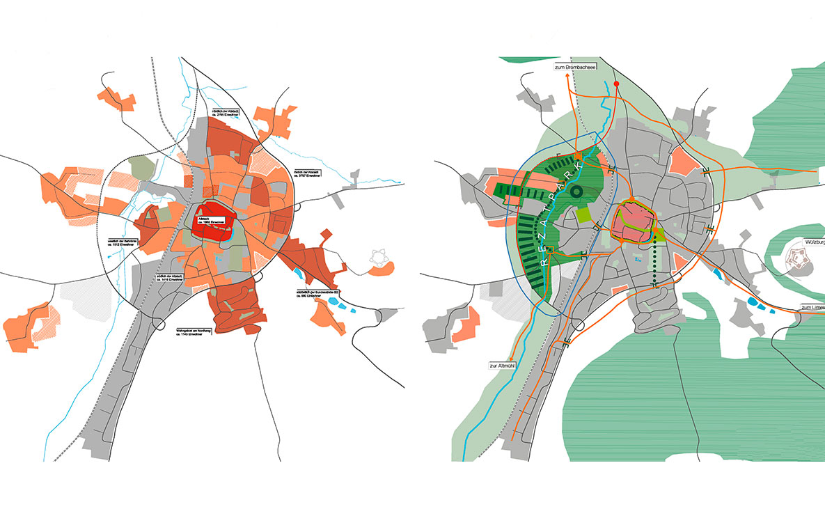 Themenkarte Wohnen (links) und Landschaft (rechts)